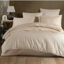 Exclusive Jakarlı Çift Kişilik Pamuk Saten Nev Takımı Mandarin V1 Bej