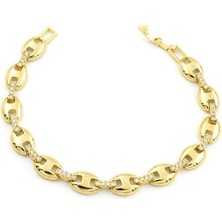 Brezza Lusso Jewelry Altın Zarafet Oval Zincir Kadın Bileklik