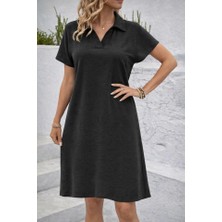 Mareandpanda Kadın Kısa Kollu V Yaka Aerobin Kumaş Diz Üstü Elbise