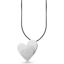 Oya Silver Iri Çift Kalp Gümüş Kolye Ucu 3.9x3 cm [OYSY214]