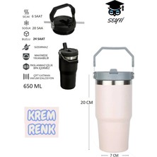 Çelik Termos Pipetli ve Tutmalı Üst Kısmı Geniş 650 ml