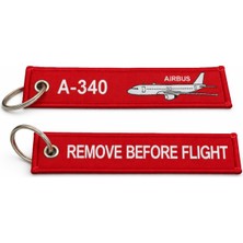 Havacı Market Airbus A340 Uçak Anahtarlık – Dokuma Havacılık Temalı Kırmızı Anahtarlık 12X3 cm