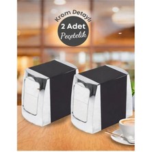 abnturk 2 Adet Lüx Çift Taraflı Yaylı Krom Detaylı Restaurant Lokanta Cafeler Için Peçetelik