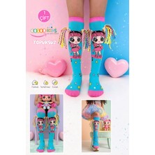 Color Socks 1 Çift Örgü Saç Desenli Animasyon Kız Çocuk Çorap (Topuksuz)