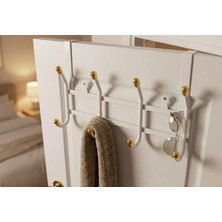 abnturk 4 Topuzlu Kapı Arkası Metal Askılık Mutfak Banyo Hol Oda Kapı Arkası Askısı 34CM