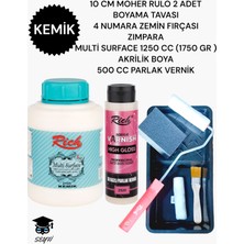 Multi Surface 1250 cc (1750 Gr) Akrilik Boyama Seti Tava Rulo Fırça Zımpara Vernik Dolap Boyama Seti