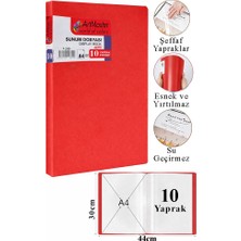 ArtMaster Kırmızı Sunum Dosyası 10 Lu 1 Adet Poşet Dosyalı Katalog Dosyası 10 Poşetli Kendinden Dosya Plastik Kapaklı