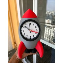 Hasfar Tech Retro Roket Figürlü Masa Saati - Nostaljik Uzay Temalı Ofis Aksesuarı