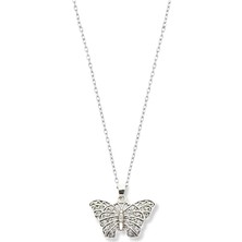 Oya Silver Ajur Işlemeli Gümüş Kelebek Kolye 2.3x2.9 cm [OYSY240]