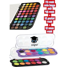 72 Renk Sulu Boya Seti 48 Renk + 12 Pastel Renk + 12 Neon Renk