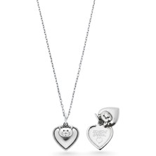 Oya Silver Love Bear Someone Special Yazılı Gümüş Kalp Kolye 2.5x1.8 cm [OYSY219]