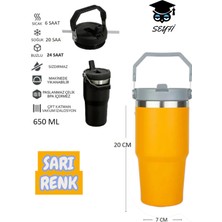 Çelik Termos Pipetli ve Tutmalı Üst Kısmı Geniş 650 ml