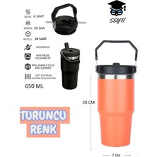 Çelik Termos Pipetli ve Tutmalı Üst Kısmı Geniş 650 ml