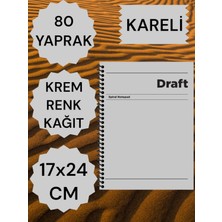 Kareli 17X24 cm Sert Kapak Not Defteri Krem Renk Kağıt 80 Yaprak