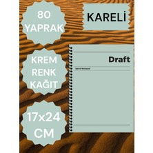 Kareli 17X24 cm Sert Kapak Not Defteri Krem Renk Kağıt 80 Yaprak