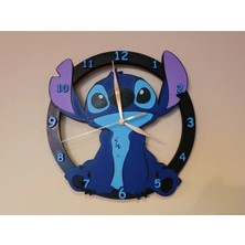Hasfar Tech Sevimli Stitch Karakterli Çocuk Odası Duvar Saati - Renkli Dekoratif Saat