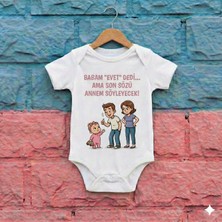 Novera Baby Organik %100 Pamuklu Bebek Zıbın Babam Evet Dedi Kız Bebek Badi