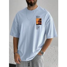 Amor Man Büyük Beden Özel Tasarım Beach Gün Batımı Baskılı %100 Pamuk Yeni Trend Battal Erkek  T-Shirt