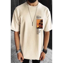 Amor Man Büyük Beden Özel Tasarım Beach Gün Batımı Baskılı %100 Pamuk Yeni Trend Battal Erkek  T-Shirt
