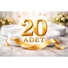 Premium Beyaz Plastik Tabak 20 Adet – Şık ve Dayanıklı Sunum