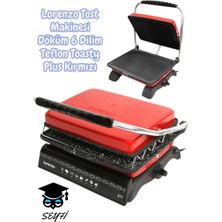 Lorenzo Tost Makinesi Döküm 6 Dilim Teflon Toasty Plus Kırmızı