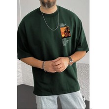 Amor Man Büyük Beden Özel Tasarım Beach Gün Batımı Baskılı %100 Pamuk Yeni Trend Battal Erkek  T-Shirt