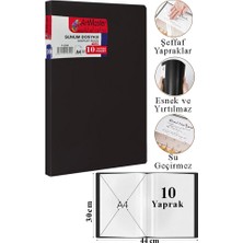 ArtMaster Siyah Sunum Dosyası 10 Lu 1 Adet Poşet Dosyalı Katalog Dosyası 10 Poşetli Kendinden Dosya Plastik Kapaklı