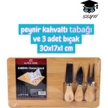 Peynir Kahvaltı Tabağı ve 3 Adet Bıçak 30X17X1 cm