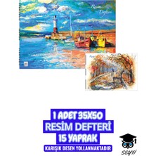 1 Adet 35X50 Resim Defteri 15 Yaprak Telli