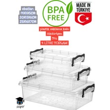 Plastik Saklama Kabı Dikdörtgen 3'lü 4 Litre Toplam