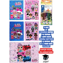 4 Adet A4 Çizgisiz Defter 40 Yaprak 1 Adet 25X35 Resim Defteri 15 Yaprak 12 'li Kuru Boya Kalemi