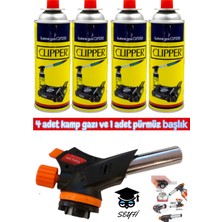 4 Adet Kamp Gazı ve 1 Adet Pürmüz Başlık