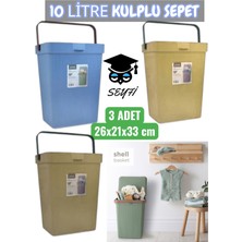 10 Litre Kulplu Sepet 3 Adet 26X21X33 cm