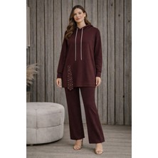 Kapşonlu Taş Detaylı Takım