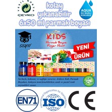 6X50 ml Parmak Boyası Kolay Yıkanabilir Su Bazlı Kokusuz %100 Çevre Dostu Zararlı Madde Içermez