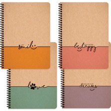 Keskin Color Defter 17X24Cm 80 Yaprak Çizgili Spiralli Kraft Kapak Words 411671-99 (Karışık Renk 1 Adet)