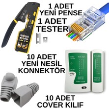 Speeduf Set: Ez RJ45 Pense + Tester + 10'lu Gri Cat6 Jack + 10'lu Gri Kılıf + Bıçak Hediyeli 🚀