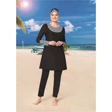 Ruko Maio 22130-1 Çizgili Micro Lycra Kumaş Tam Tesettür Mayo