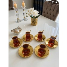 Mucit Home Vintage Serisi Elegance Gold Çay Tabağı Seti 6 Adet - Bayramlık Servis Seti