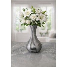 3D Tasarım Dekoratif Vazo 21 cm Siyah, Beyaz, Bej, Gümüş Gri, Zeytin Yeşili, Kemik Beyazı, Kırmızı