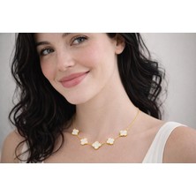 No Name Yonca Motifli Gold Kolye