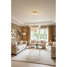 Elizim Home Lighting Kristal 3 Katlı Ledli Uzaktan Kumandalı Gold Avize
