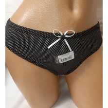 Shine Elagance Küçük Puantiye Desenli Önü Minik Kurdela Detaylı %94 Pamuk %6 Elastan Tutku Kadın Külot