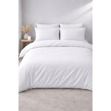 Vionetta Pamuk Saten Beyaz Otel Serisi Lastikli Çarşaflı Çift Kişilik Nevresim Takımı