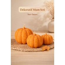 Beyra Decor Balkabağı Mum 3’lü Set – Dekoratif El Yapımı Soya Mum – Sonbahar & Hediye Mumu