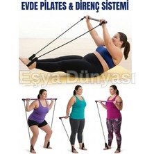 Eşya Dünyası Evde Pilates Seti & Egzersiz Direnç Lastikli Barı - Çok Fonksiyonlu Fitness Ekipmanı