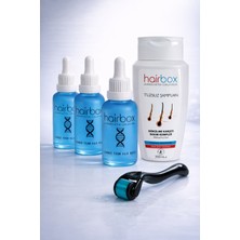 HAİRBOX Erkek Saç Serum, Ekonomik Saç Serum Seti ( 3'li Serum, 1 Şampuan, 1 Dermaroller )