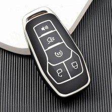 Alazpay Ford Fusion Mondeo Explorer Mustang F150 Uyumlu Gümüş Kenar Tpu Anahtar Kılıfı (1 Adet)