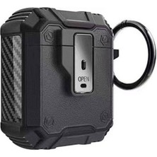 Gezgin Airpods Uyumlu Gzgn Airbag 35 Darbelere Karşı Dayanıklı Düğmeli Kılıf-Siyah