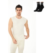 Uygur Saf Yünden Sıcak Tutan Erkek Için Üst Sıfır Kol Alt Tayt Içlik Takım